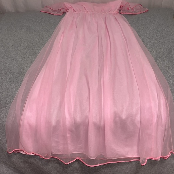 Vintage Fairy Night Gown Maxi Dress Coquette Pink Cottagecore Barbie Princess - Picture 6 of 11